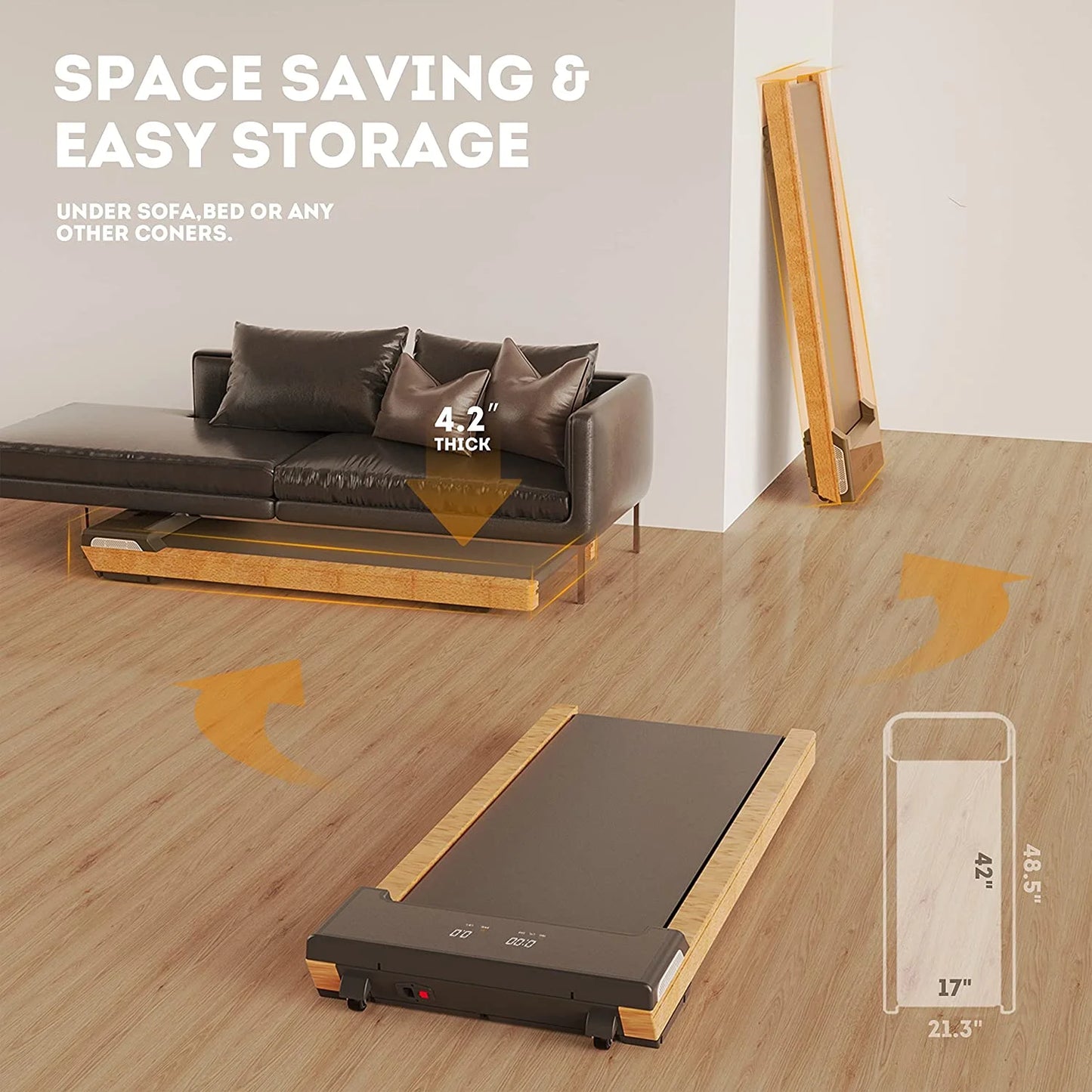 Walking Pad - under Desk Treadmill, Treadmill for Indoor/Outdoor, Quiet and Stable Pad with Remote Control LED Display- Ideal for Fitness Enthusiasts,Pitch Black