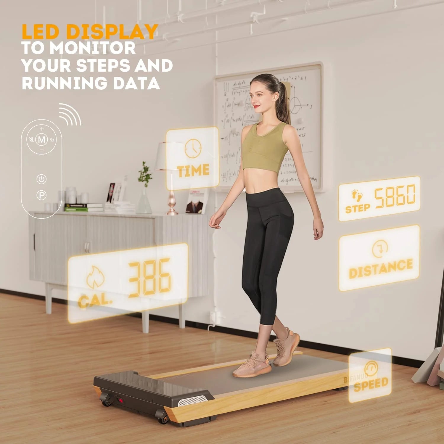 Walking Pad - under Desk Treadmill, Treadmill for Indoor/Outdoor, Quiet and Stable Pad with Remote Control LED Display- Ideal for Fitness Enthusiasts,Pitch Black